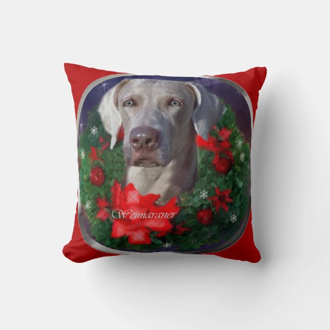 Weimaraner Christmas Kussen (Voorkant)