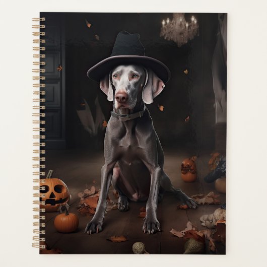 Weimaraner Citrouilles Halloween effrayant (Devant)