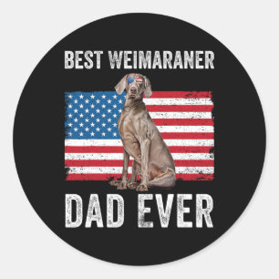 Weimaraner Dad Amerikaanse Vlag Hondenliefhebber E Ronde Sticker