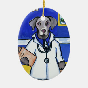 WEIMARANER DOCTOR KERAMISCH ORNAMENT