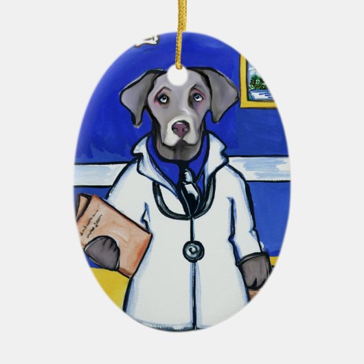 WEIMARANER DOCTOR KERAMISCH ORNAMENT (Voorkant)