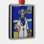 WEIMARANER DOCTOR METALEN ORNAMENT (Rechts)