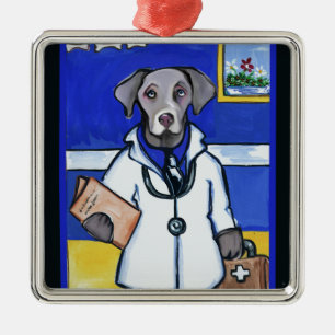 WEIMARANER DOCTOR METALEN ORNAMENT