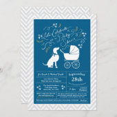 Weimaraner Dog Baby shower Boy Blue Kaart (Voorkant / Achterkant)