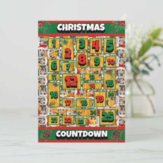 Weimaraner Dog Counting Kerstmis Advent Calendar Feestdagenkaart (Staand voorkant)