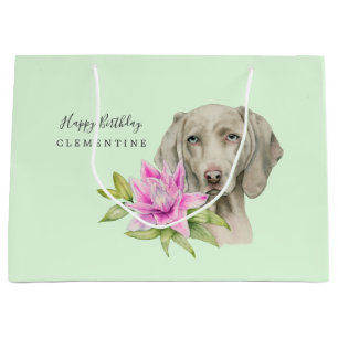 Weimaraner Dog en Lily Waterverf   Geboortedag Large Cadeautasje
