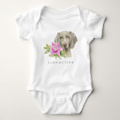 Weimaraner Dog en Lily Waterverf | Jouw namen toev Romper (Voorkant)