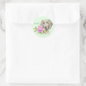 Weimaraner Dog en Lily Waterverf | Monogram Ronde Sticker (Tas)
