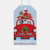 Weimaraner Dog in auto met kerstman Cadeaulabel (Achterkant)