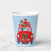 Weimaraner Dog in auto met kerstman Papieren Bekers (Voorkant)