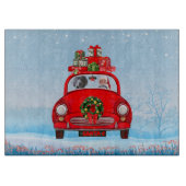 Weimaraner Dog in auto met kerstman Snijplank (Voorkant)