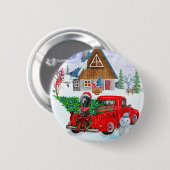 Weimaraner Dog in kerstcadeauwagen Ronde Button 5,7 Cm (Voorkant /achterkant)