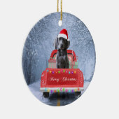 Weimaraner Dog in Snow, dat in kerstmis zit Keramisch Ornament (Rechts)