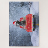 Weimaraner Dog in Snow, dat in kerstmis zit Legpuzzel (Verticaal)