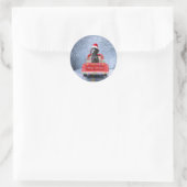 Weimaraner Dog in Snow, dat in kerstmis zit Ronde Sticker (Tas)