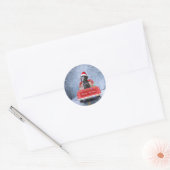 Weimaraner Dog in Snow, dat in kerstmis zit Ronde Sticker (Envelop)