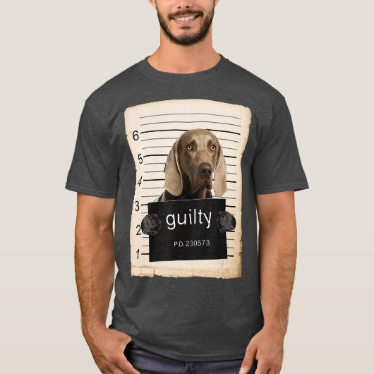 Weimaraner Dog mok schoot slechte hond neer T-shirt (Voorkant)