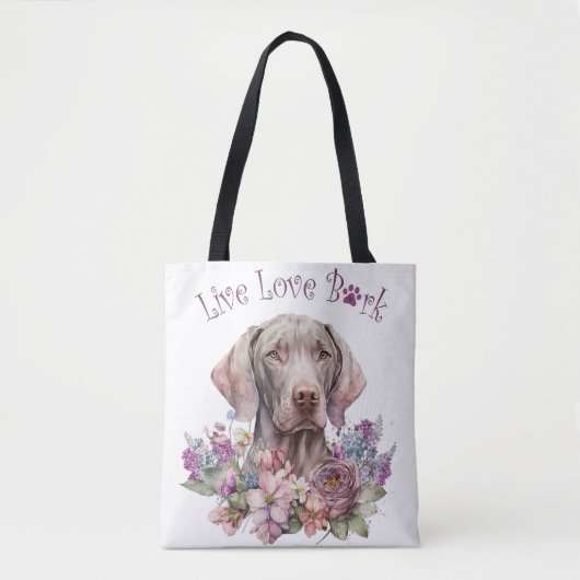 Weimaraner Dog Mom Floral Draagtas (Voorkant)