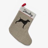 Weimaraner Dog Silhouette Weim Holiday Xmas Aangep Kleine Kerstsok (Voorkant (Hangend))