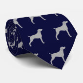 Weimaraner Dog Silhouettes Pattern Midnight Blue Stropdas (Opgerold)