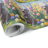 Weimaraner Dog Spring Bloemen Schilderen Cadeaupapier (Rol Hoek)