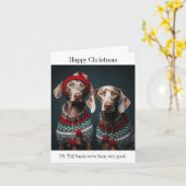 Weimaraner Dogs Kerst Kaart (Gele Bloem)