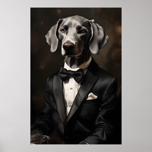 Weimaraner Dragen van een Tuxedo Ink Verticaal Poster (Voorkant)