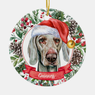 Weimaraner - Eigen kerstkeramisch Ornament met de 