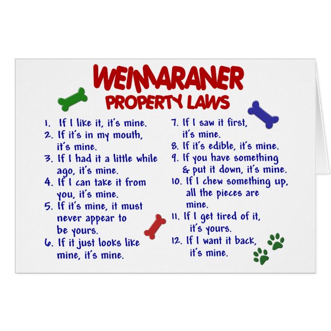 WEIMARANER Eigendomwetten 2 (Voorkant Horizontaal)