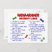 WEIMARANER Eigendomwetten 2 Briefkaart (Voorkant / Achterkant)