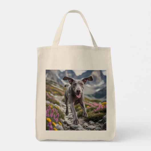 Weimaraner Elegant Grocery Canvas tas (Achterkant)