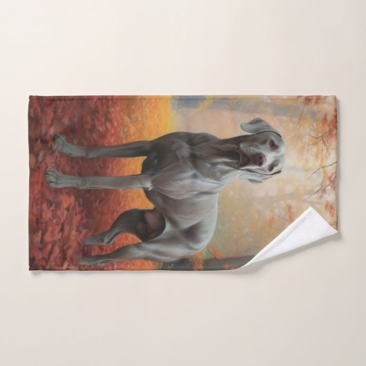 Weimaraner en automne Leaves automne Inspire (Serviette à main)