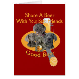 Weimaraner et chiens partagent une bière