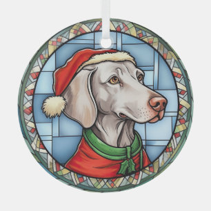 Weimaraner Gebrandschilderd Glas Kerstmis Ornament