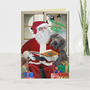 Weimaraner, geloof ik, Santa Cards Feestdagen Kaart