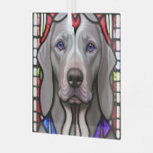 Weimaraner "Glas in lood" Glas Ornament (Voorkant links)