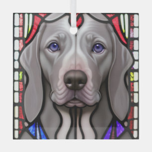 Weimaraner "Glas in lood" Glas Ornament