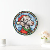 Weimaraner Glas in lood Kerst Grote Klok (Huis)