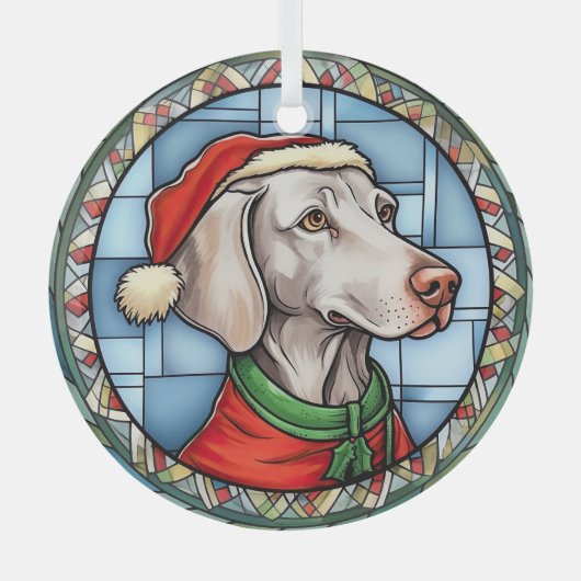 Weimaraner Glas in lood Kerst Ornament (Voorkant)
