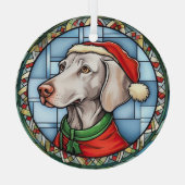 Weimaraner Glas in lood Kerst Ornament (Achterkant)