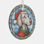 Weimaraner Glas in lood Kerst Ornament (Voorkant Rechts)