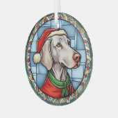 Weimaraner Glas in lood Kerst Ornament (Voorkant links)