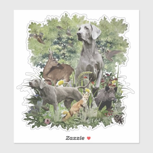 Weimaraner, "Grijze Geest" Sticker (Vel)