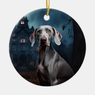 Weimaraner Halloween Griezelen Keramisch Ornament