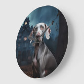 Weimaraner Halloween Scary Grote Klok (Hoek)