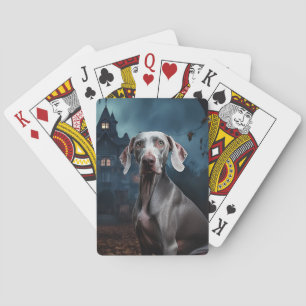 Weimaraner Halloween Scary Pokerkaarten