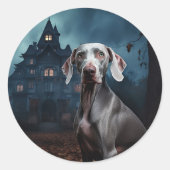 Weimaraner Halloween Scary Ronde Sticker (Voorkant)