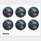 Weimaraner Halloween Scary Ronde Sticker (Vel)