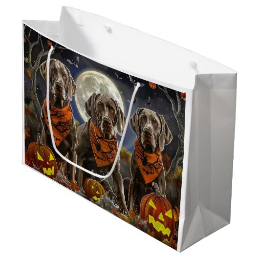 Weimaraner Halloween Spooky Groot Cadeauzakje (Voorkant Gekanteld)