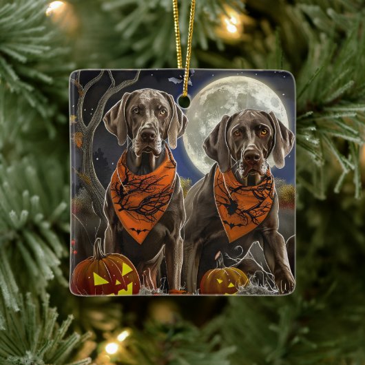 Weimaraner Halloween Spooky Keramisch Ornament (Boom)